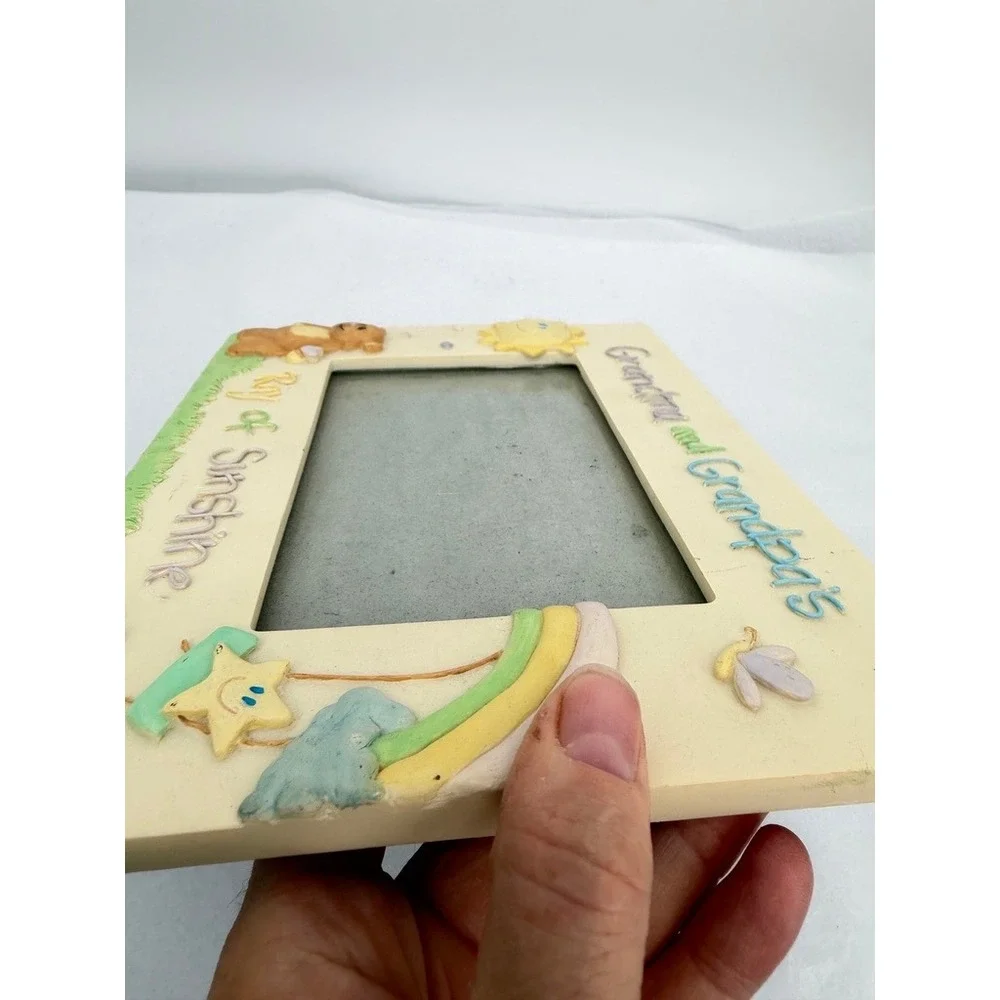 Russ Berrie Picture Frame Grandma & Grandpa Ray of Sunshine Teddy Bear Sun Cute